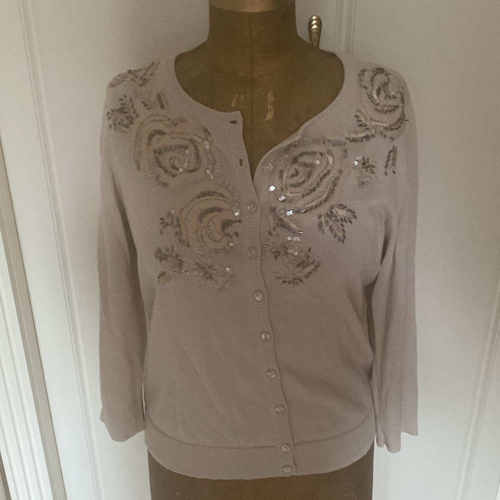 TABITHA FROM ANTHROPOLOGY EMBROIDERED CARDIGAN Sz L